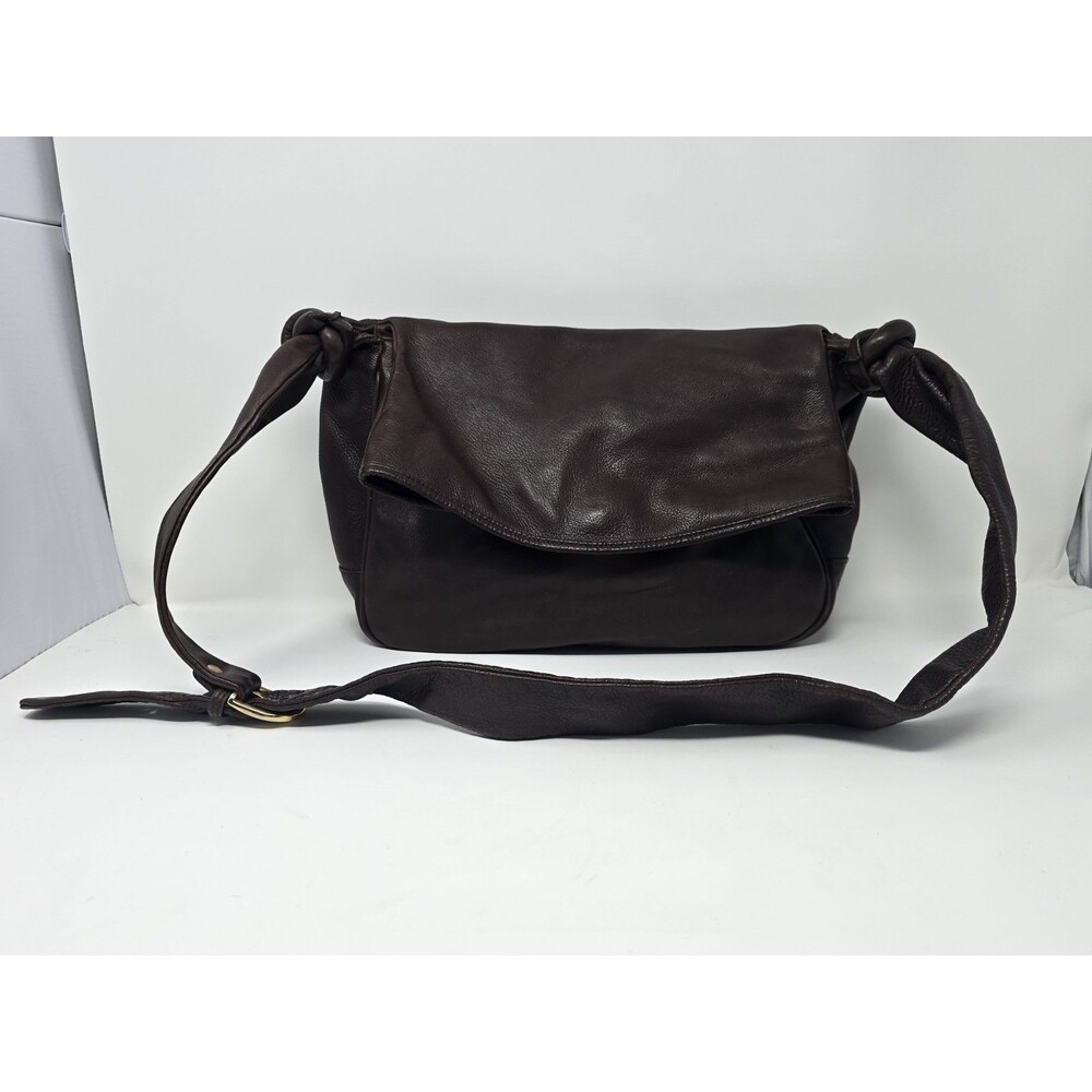MARCO BUGGIANI Vintage Brown Leather Crossbody Shoulder Bag Made in Italy